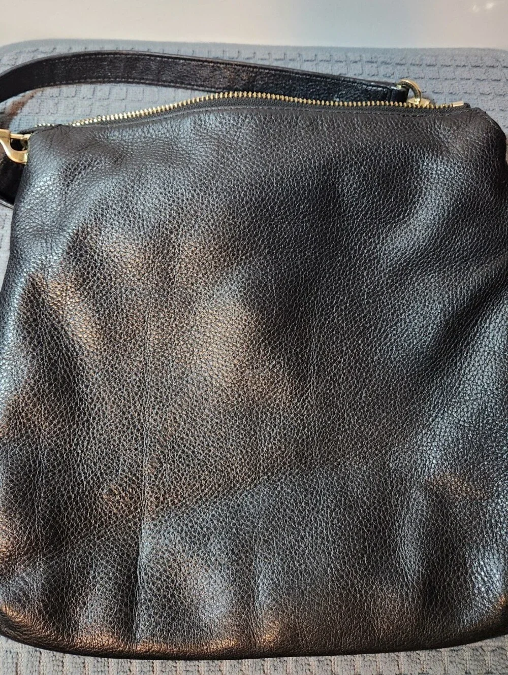 EUC Tory Burch Harper / Britten Pebble Leather Black Crossbody Messenger Purse